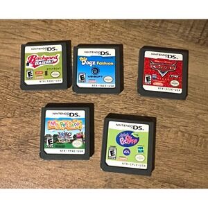 Nintendo DS Lot 5 Games: Backyard Baseball, Petz Dogz Fashion, Cars, My Pet Shop